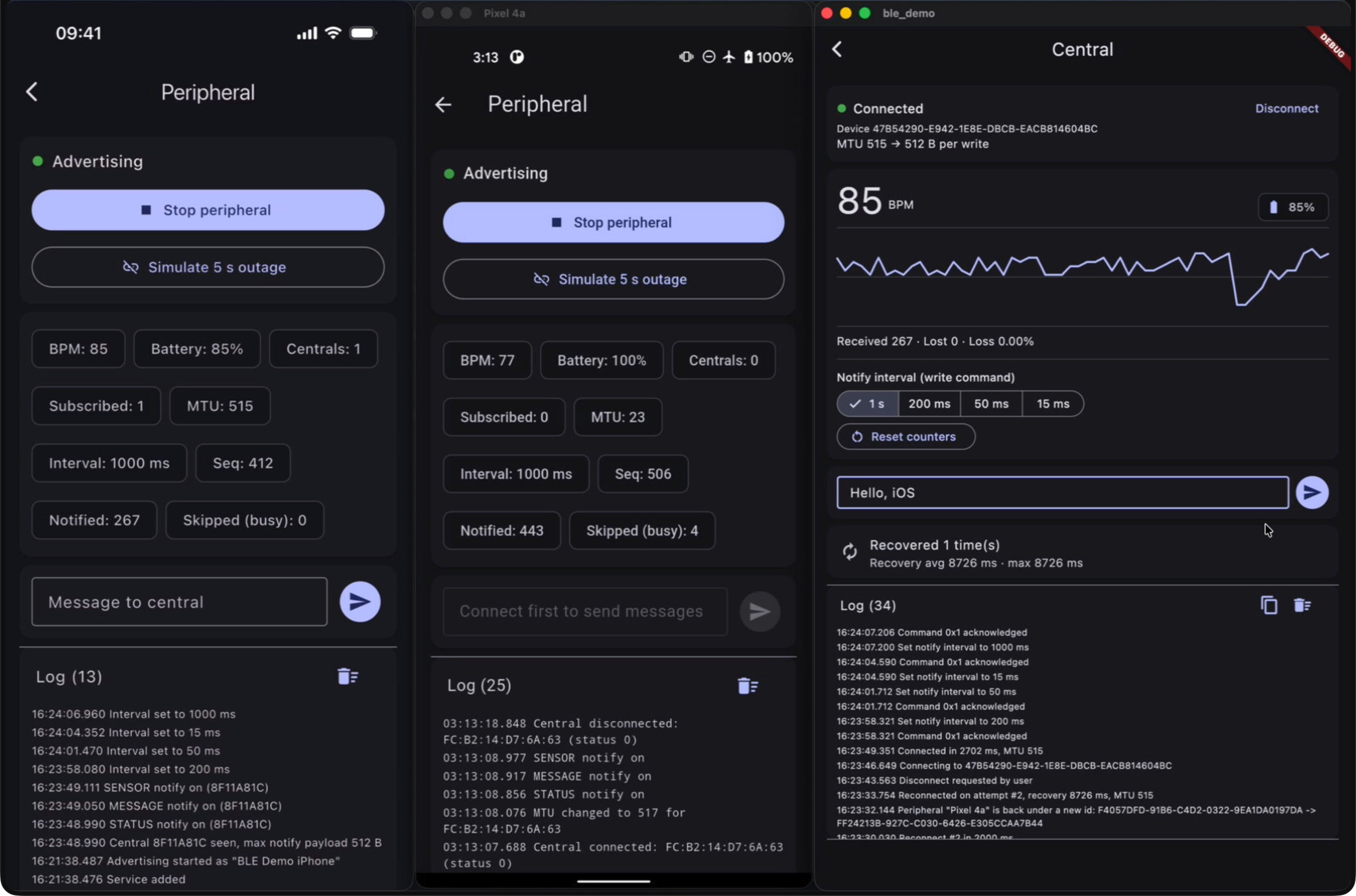 Flutter BLE Heartbeat (Android & iOS)